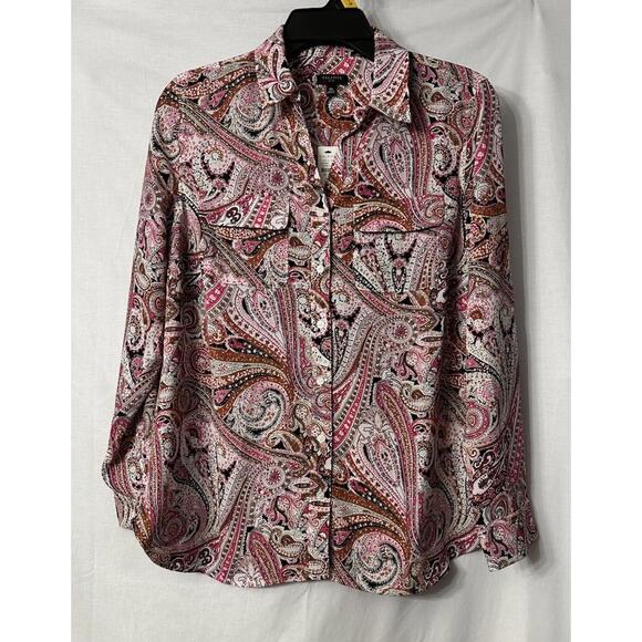 Talbots Tops - NWT Talbots Womens Long Sleeve‎ Paisley Button Front Shirt Top Blouse M Petite